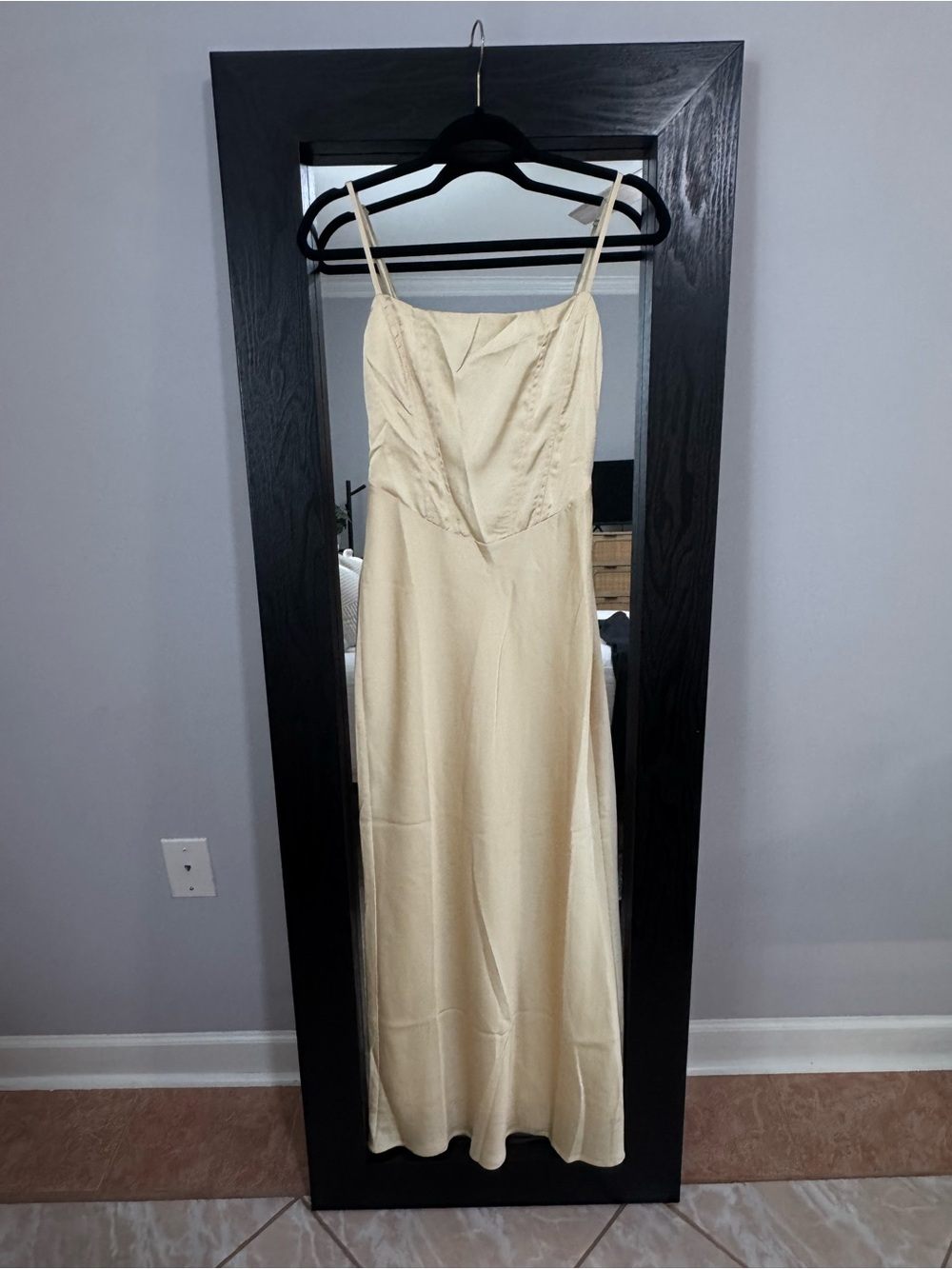 Beginning Boutique Yellow Corset Maxi Slip Dress with Spaghetti Straps